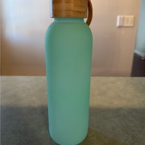 Aqua Glass Water Bottle with Bamboo Lid